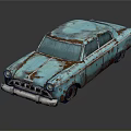 Vintage Blue Rusty Old Car with Classic Design and Weathered Exterior
