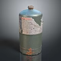 Vintage Green Gas Cylinder With Worn Surface Rusty Bottom And Label