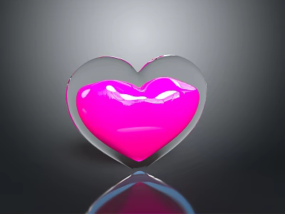 Stylish Heart Shaped Transparent Container With Pink Liquid Daily Life Product 3d model