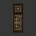 Classic Dark Wood Chest of Drawers With Golden Handles And Carved Patterns