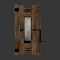 Rustic Wooden Frame Stone Millstone Decorative Garden Ornament for Outdoor Use