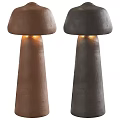 Two Brown And Gray Mushroom Shaped Ceramic Table Lamps With Warm Light 3d model