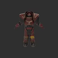 3D Model Of Red Brown Armored Warrior With Detailed Plates And Yellow Accents