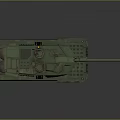 Green Military Main Battle Tank With Long Cannon Turret And Metal Tracks