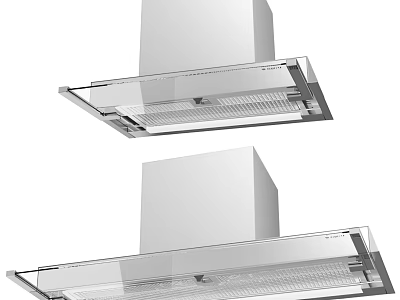 Modern Kitchen Appliances Range Hoods Two Units With Stainless Steel And Glass Panel Design 3d model