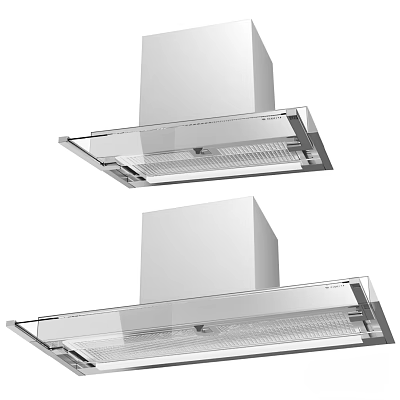 Modern Kitchen Appliances Range Hoods Two Units With Stainless Steel And Glass Panel Design 3d model