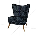 Navy Blue Velvet Accent Chair With Vertical Tufted Back And Light Wooden Legs