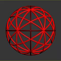 Red Illuminated Sphere With Interlaced Wireframe Structure On Black Background 3d model