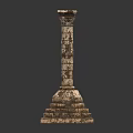Classical Stone Column With Stepped Base And Ornate Carved Texture In Vintage Design