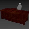 Wooden Office Desk With Spacious Tabletop And Storage Cabinets Drawers Classic Design For Workspace