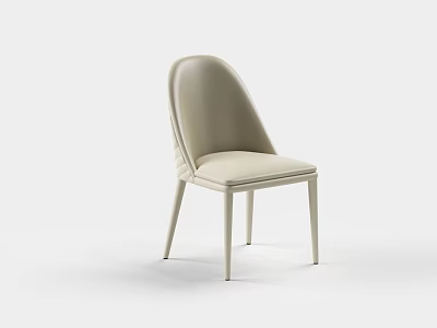 Elegant Modern Beige Leather Dining Chair With Curved Back And Slim Legs 3d model