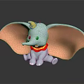 Cute Dumbo Plush Toy With Big Pink Ears Yellow Hat And Red Collar
