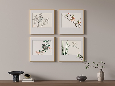 Zen Plant Hanging Painting Decorative Painting Murals 3d model