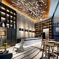 Modern Hall Hotel Reception Front Desk 3d model
