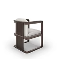 Modern Wooden Frame Armchair With Light Upholstered Seat And Sleek Design