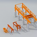 Orange Industrial Crane Equipment With Heavy Duty Metal Frame And Support Structures