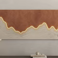 Modern Decorative Wall Art With Brown Background And Yellow Wavy Lines