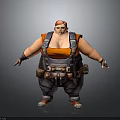 Chubby 3D Character Design With Red Hair Orange Tank Top Overalls And Tool Belt