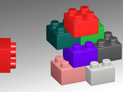 Colorful Building Blocks With Various Colored Stacked Square Bricks In Different Shades 3d model