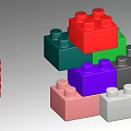 Colorful Building Blocks With Various Colored Stacked Square Bricks In Different Shades 3d model