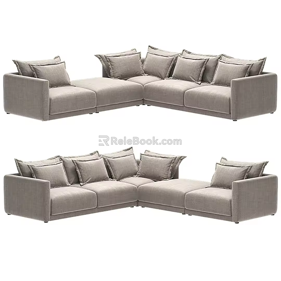 Multi-person Sofa Fabric Multi-person Sofa Fabric Corner Sofa Pillow Flexform 3d model