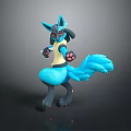 Game Character Blue Fox Like With Black Body Yellow Top Red Eyes And Pink Paws