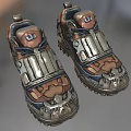 Outdoor Shoes With Brown And Gray Color Metal Accents Thick Sole And Zipper Details
