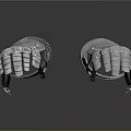 Pair of Medieval Armor Gloves Silver Metal Construction With Ornate Finger Design And Shiny Finish
