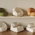 Stylish Contemporary Chairs In Green White Orange With Diverse Designs On Shelf And Floor