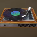 Vintage Musical Wooden Record Player With Vinyl Record Tonearm And Control Knobs 3d model