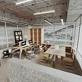 Contemporary Coworking Space With Wooden Desks Ergonomic Chairs And Glass Partitions