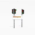 Two Traffic Lights With Green Signals Illuminated On White Background