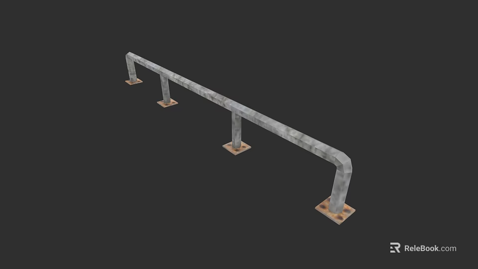 Industrial Metal Railing With Sturdy Supporting Brackets For Construction Use 3d model 
