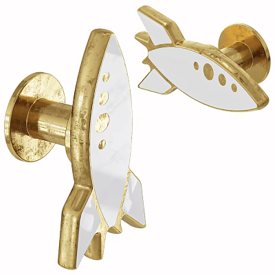 Golden Modern Polished Cabinet Handles With Decorative Circular Dots For Furniture 3d model