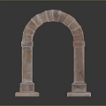 Textured Rustic Stone Archway With Support Columns And Sturdy Base 3d model