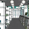 Pharmacy Store Interior With Organized Medicine Shelves And Refrigerated Display Units
