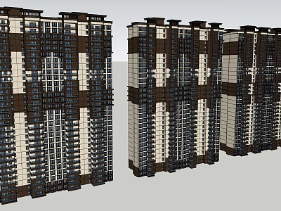 Row Of Modern High Rise Residential Buildings With Brown Beige Facade Design 3d model