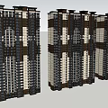 Row Of Modern High Rise Residential Buildings With Brown Beige Facade Design