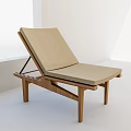 Modern Wooden Frame Lounge Chair With Beige Fabric Cushion In Bright Minimalist Room