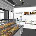 Bright Modern Dessert Shop Interior With Glass Display Cases And Various Pastries