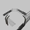 Barbed Wire Security Fence With Metal Posts And Coiled Wire Sections