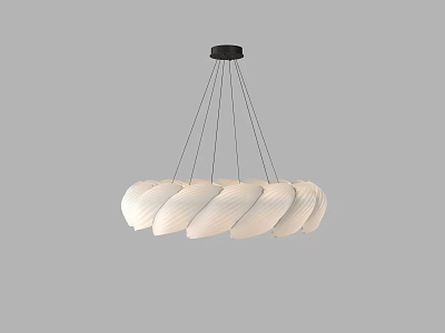 Modern White Petal Shaped Chandelier With Multiple Shades And Black Hanging Cords 3d model