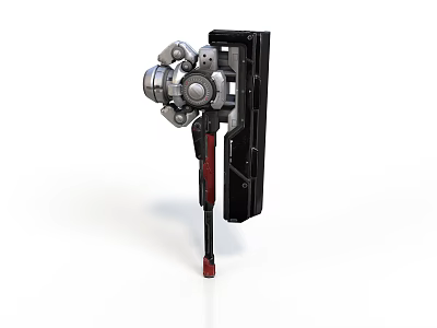 Mechanical Device With Metal Circular Components Black Panel And Red Handle 3d model