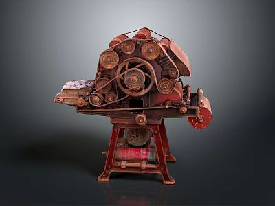 Vintage Rusted Industrial Mechanical Device With Metal Gears And Wheels 3d model