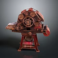 Vintage Rusted Industrial Mechanical Device With Metal Gears And Wheels