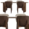 Modern Stylish Dining Table Set with Wooden Tabletop and Upholstered Chairs for Home Dining Room