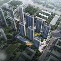 Aerial Urban Planning with High Rise Buildings Green Spaces and Road Networks