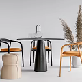 Modern Dining Table and Chair Combination Round Table and Chair Combination 3d model