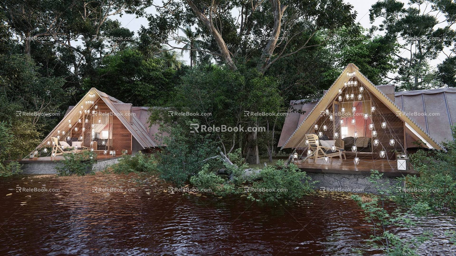 Modern Homestay Homestay Building Camping Building Lakeside Cabin Villa 3d model