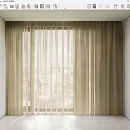 Elegant Light Beige Sheer Curtains For Modern Window With Natural Light Filtering Design 3d model